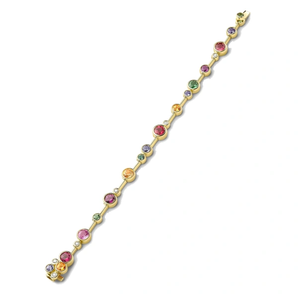 Boodles Raindance Rainbow Watercolour Yellow Gold Bracelet | Fine Bracelets | Coveti