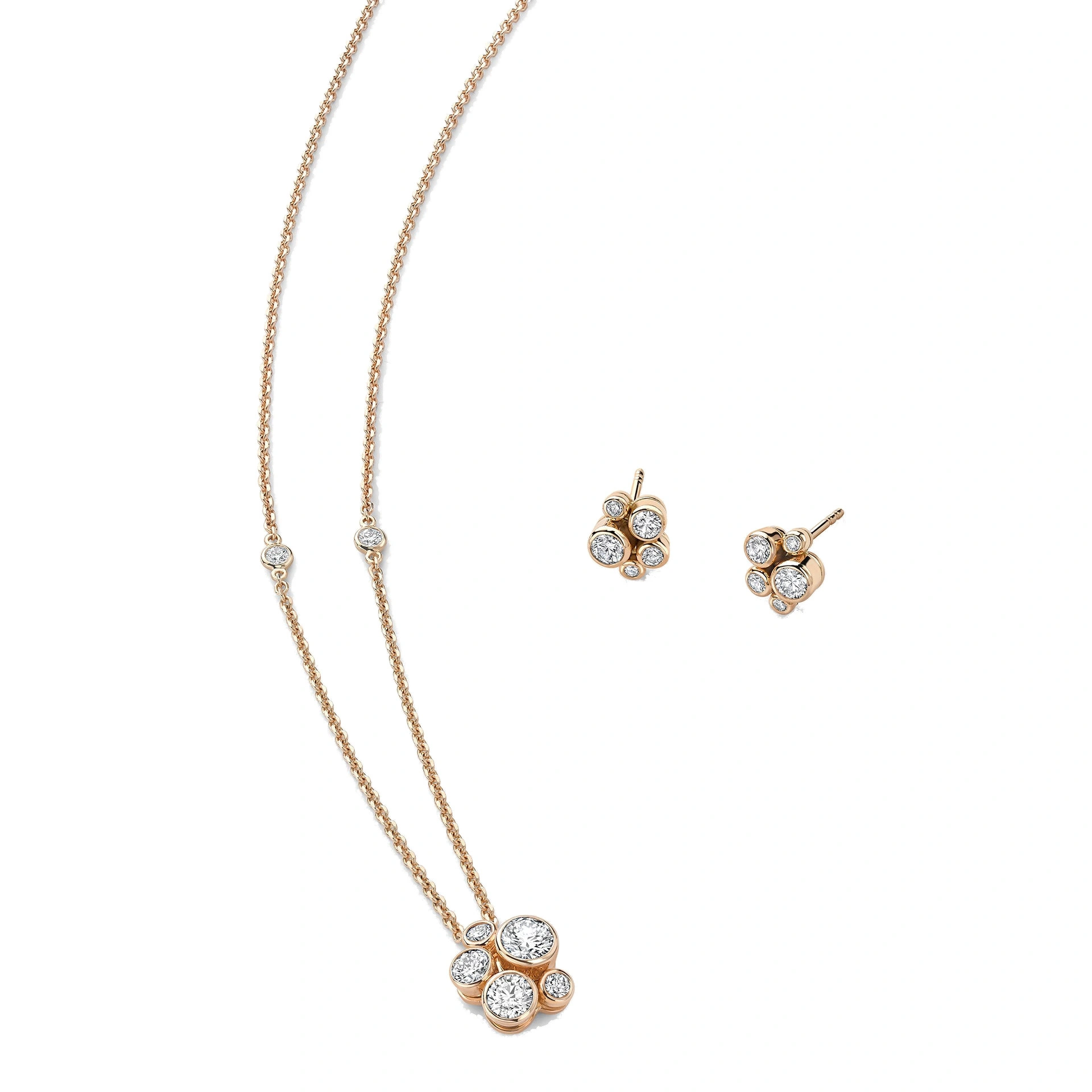 Boodles Raindance Rose Gold Cluster Pendant and Earrings Set Boodles Raindance Rose Gold Cluster Pendant and Earrings Set | Fine Jewellery Sets | Coveti