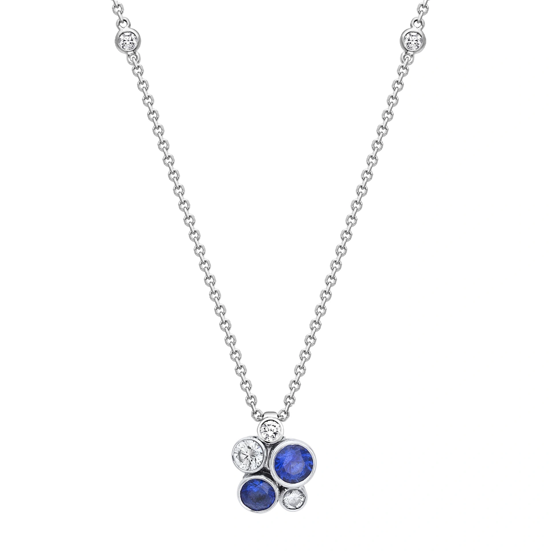 Boodles Raindance Sapphire Platinum Cluster Pendant Boodles Raindance Sapphire Platinum Cluster Pendant | Fine Necklaces | Coveti