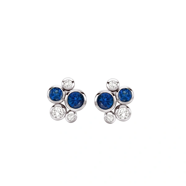 Boodles Raindance Sapphire Platinum Cluster Stud Earrings | Fine Earrings | Coveti