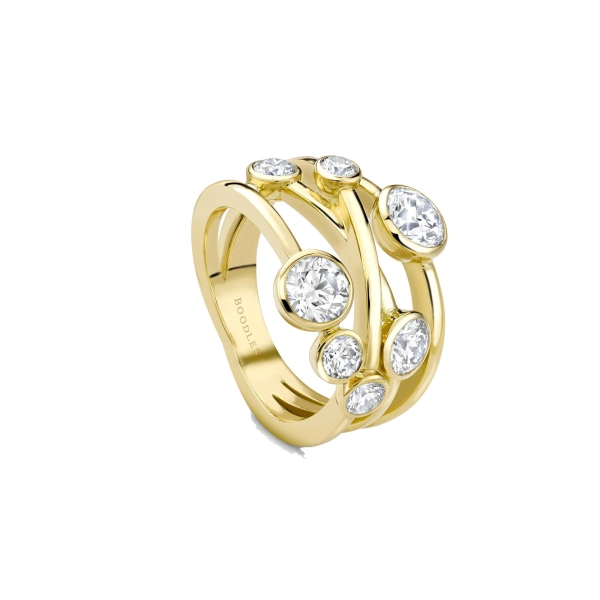 Boodles Raindance Seven Diamond Yellow Gold Ring | Fine Rings | Coveti
