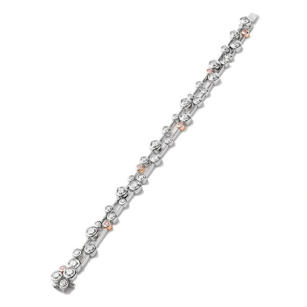 Boodles Raindance Two Row Pink and White Diamond Bracelet | Fine Bracelets | Coveti
