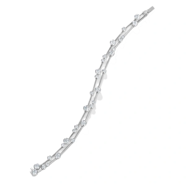 Boodles Raindance Two-Row Platinum Diamond Bracelet | Fine Bracelets | Coveti