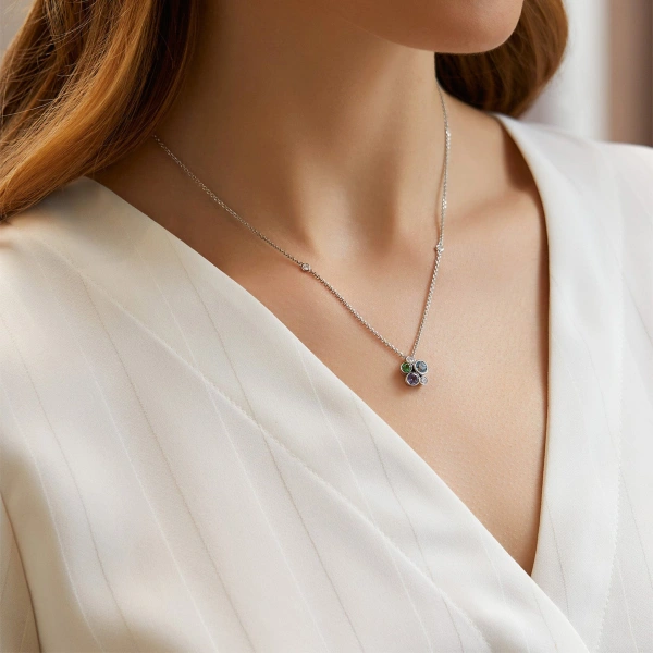 Boodles Raindance Watercolour White Gold Cluster Pendant | Fine Necklaces | Coveti