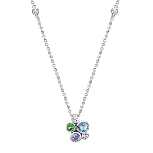 Boodles Raindance Watercolour White Gold Cluster Pendant | Fine Necklaces | Coveti