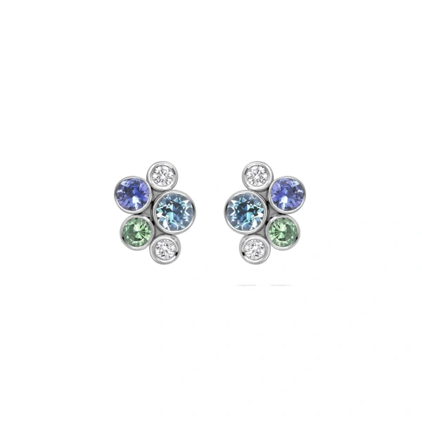 Boodles Raindance Watercolour White Gold Cluster Stud Earrings | Fine Earrings | Coveti