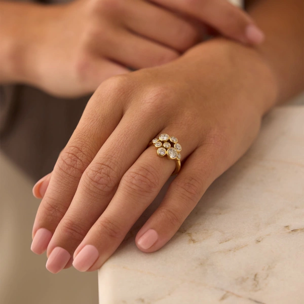 Boodles Raindance Yellow Gold Diamond Cluster Ring | Fine Rings | Coveti