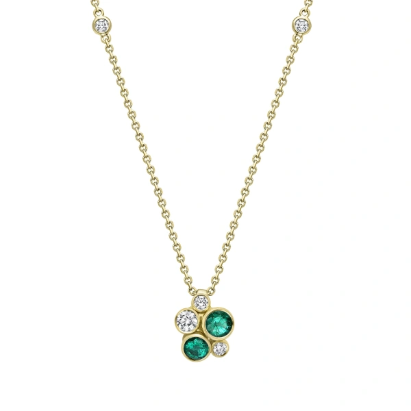 Boodles Raindance Yellow Gold Emerald Cluster Pendant | Fine Necklaces | Coveti