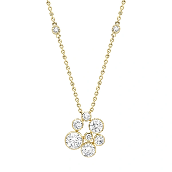 Boodles Raindance Yellow Gold Large Diamond Cluster Pendant | Fine Necklaces | Coveti