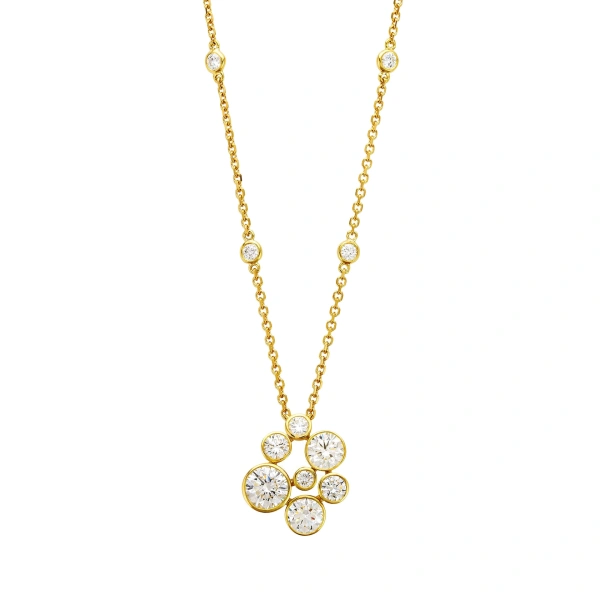 Boodles Raindance Yellow Gold Large Diamond Cluster Pendant | Fine Necklaces | Coveti