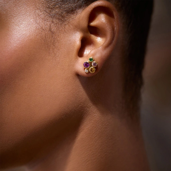 Boodles Raindance Yellow Gold Rainbow Watercolour Earrings | Fine Earrings | Coveti