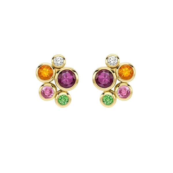 Boodles Raindance Yellow Gold Rainbow Watercolour Earrings | Fine Earrings | Coveti