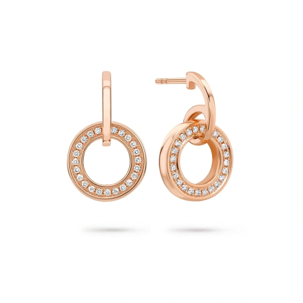 Boodles Roulette Classic Rose Gold Diamond Earrings | Fine Earrings | Coveti