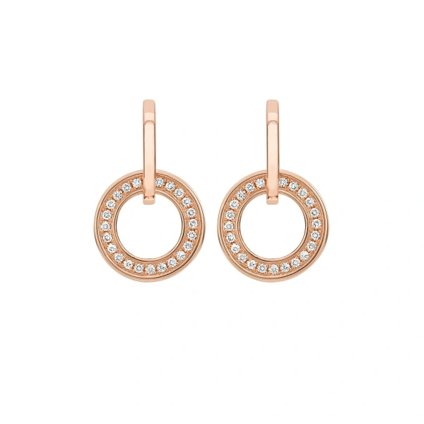Boodles Roulette Classic Rose Gold Diamond Earrings | Fine Earrings | Coveti
