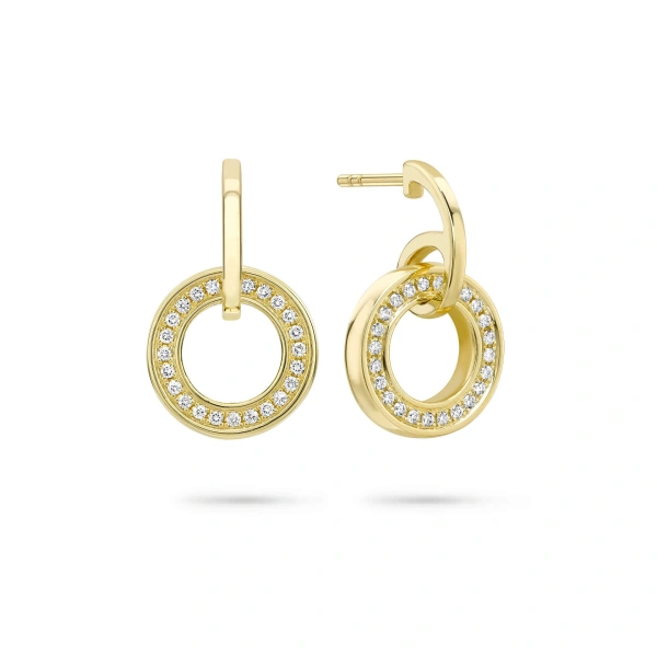 Boodles Roulette Classic Yellow Gold Diamond Earrings | Fine Earrings | Coveti