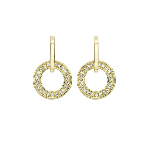 Boodles Roulette Classic Yellow Gold Diamond Earrings | Fine Earrings | Coveti