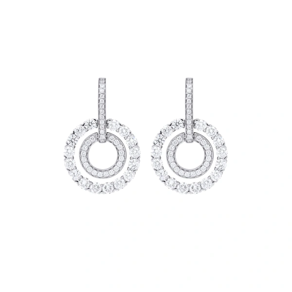 Boodles Roulette Double Hoop White Gold Diamond Earrings | Fine Earrings | Coveti