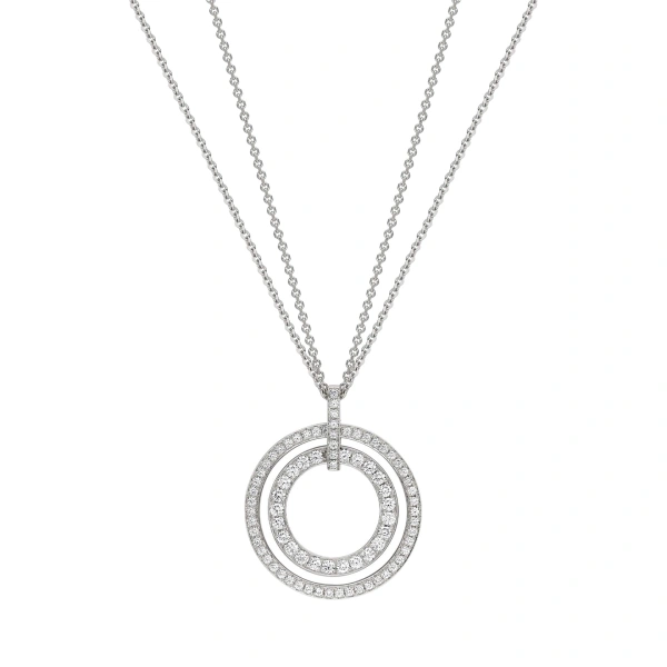 Boodles Roulette Large White Gold Double Diamond Pendant | Fine Necklaces | Coveti