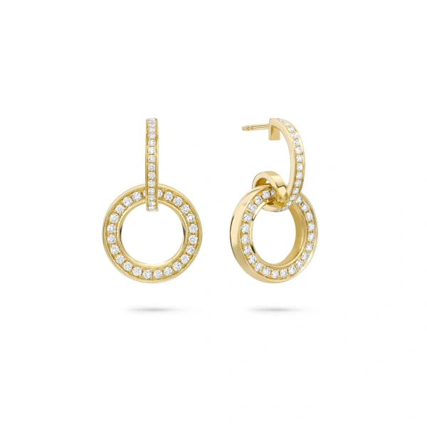 Boodles Roulette Large Yellow Gold Diamond Earrings | Fine Earrings | Coveti
