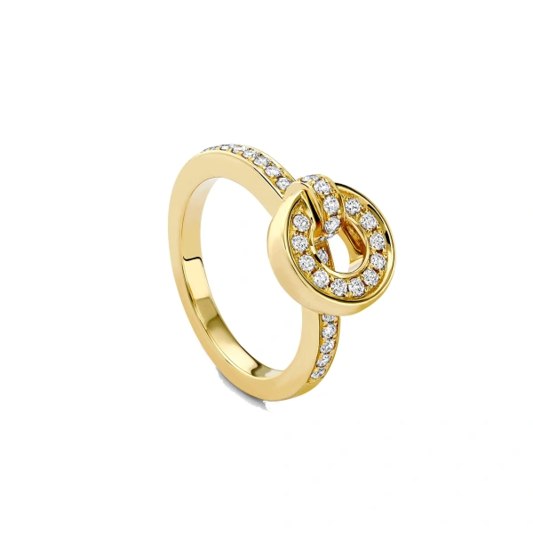 Roulette Pavé Diamond Band Yellow Gold Flip Ring