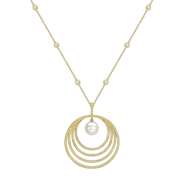Boodles Roulette Pearl Diamond Yellow Gold Pendant | Fine Necklaces | Coveti