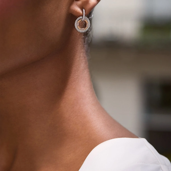 Boodles Roulette Pink Diamond Rose Gold and Platinum Earrings | Fine Earrings | Coveti