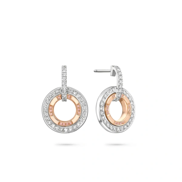 Boodles Roulette Pink Diamond Rose Gold and Platinum Earrings | Fine Earrings | Coveti