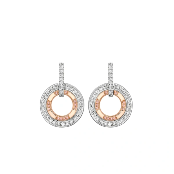 Roulette Pink Diamond Rose Gold and Platinum Earrings