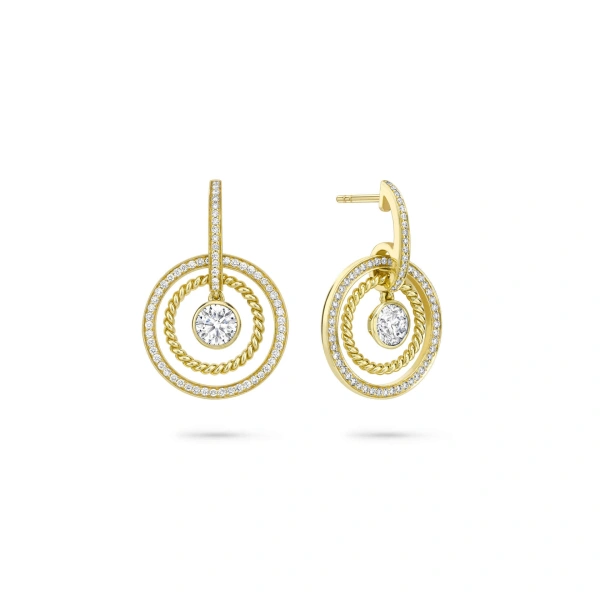 Boodles Roulette Single Stone Yellow Gold Drop Earrings | Fine Earrings | Coveti