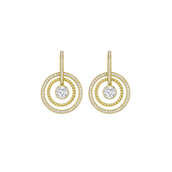 Boodles Roulette Single Stone Yellow Gold Drop Earrings | Fine Earrings | Coveti