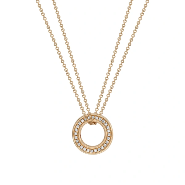 Boodles Roulette Small Rose Gold Diamond Pendant | Fine Necklaces | Coveti