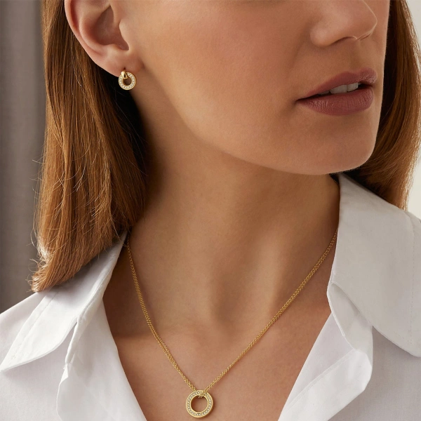 Boodles Roulette Yellow Gold Pendant and Flip Earrings Set | Fine Jewellery Sets | Coveti