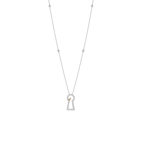 Boodles Secret Garden Large Platinum Keyway Pendant | Fine Necklaces | Coveti