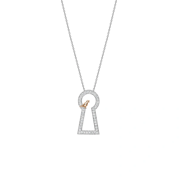 Boodles Secret Garden Large Platinum Keyway Pendant | Fine Necklaces | Coveti