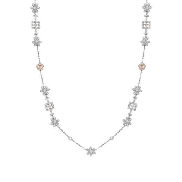 Boodles Secret Garden Long Platinum Pink Diamond Necklace | Fine Necklaces | Coveti