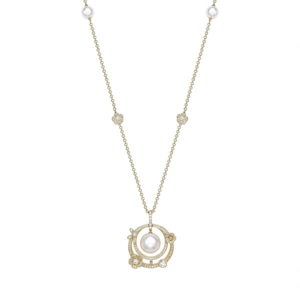 Boodles Secret Garden Pearl Yellow Gold Pendant | Fine Necklaces | Coveti
