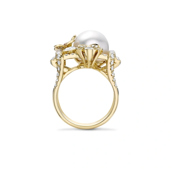 Boodles Secret Garden Pearl Yellow Gold Ring | Fine Rings | Coveti