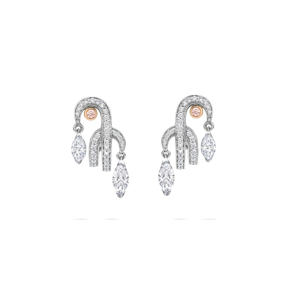 Boodles Secret Garden Pink and White Diamond Platinum Earrings | Fine Earrings | Coveti