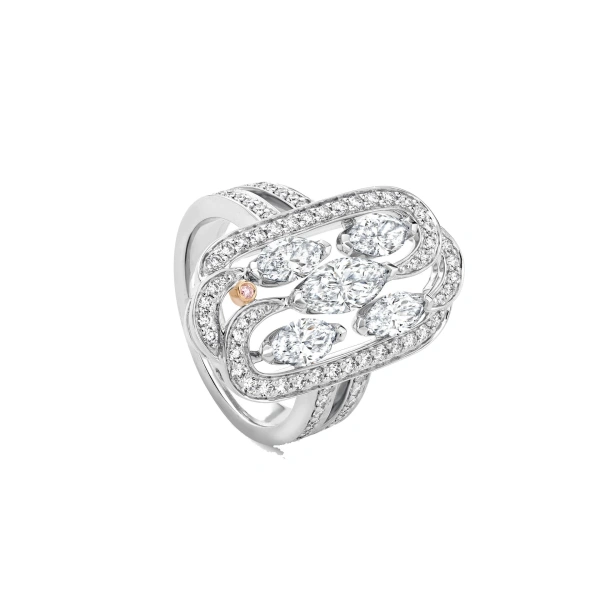 Boodles Secret Garden Platinum Marquise Pink Diamond Ring | Fine Rings | Coveti