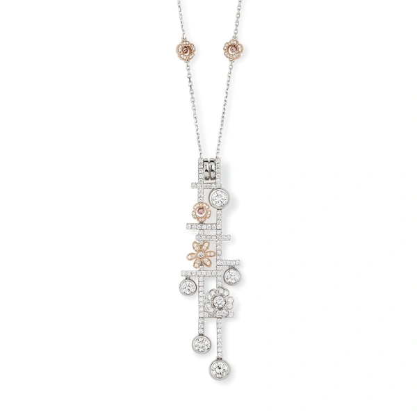 Boodles Secret Garden Platinum Rose Gold Diamond Pendant | Fine Necklaces | Coveti