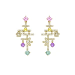 Boodles Secret Garden Sapphire Diamond Yellow Gold Drop Earrings | Fine Earrings | Coveti