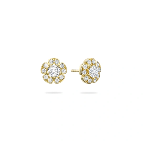 Boodles Secret Garden Walled Garden Diamond Stud Yellow Gold Earrings | Fine Earrings | Coveti