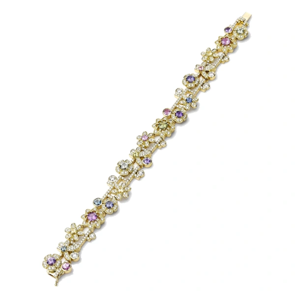 Boodles Secret Garden Yellow Gold Diamond Sapphire Bracelet | Fine Bracelets | Coveti