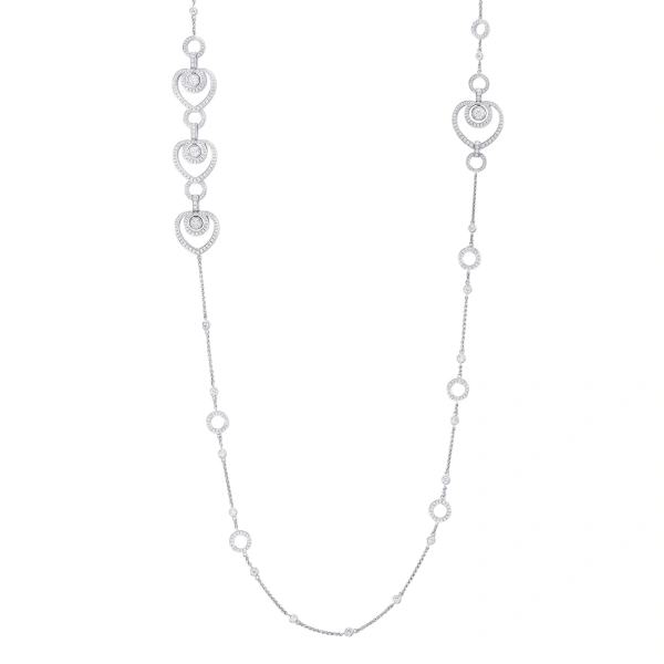 Boodles Sophie Long Open Heart Platinum Diamond Necklace | Fine Necklaces | Coveti