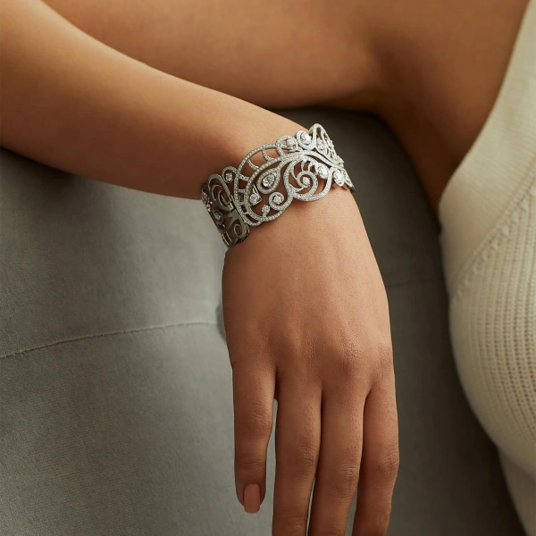 Boodles Sweet Pea Diamond Platinum Bangle | Fine Bracelets | Coveti