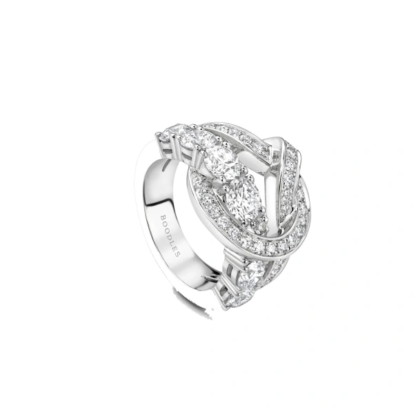 Boodles The Knot Large White Gold Diamond Ring | Fine Rings | Coveti