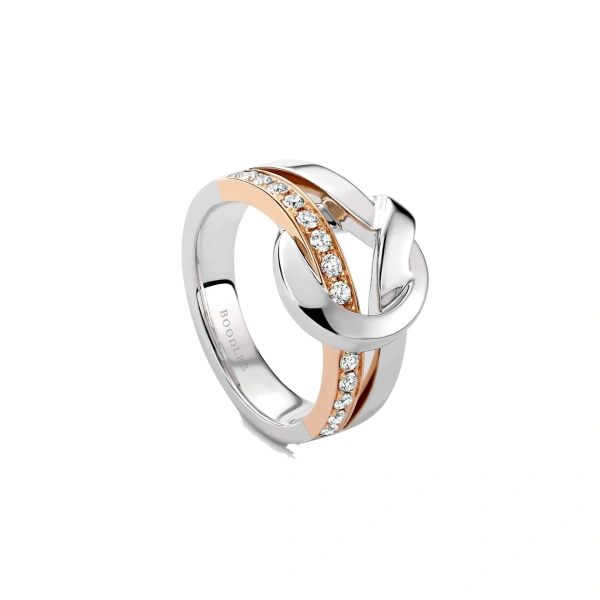 Boodles The Knot Rose and White Gold Diamond Ring | Fine Rings | Coveti