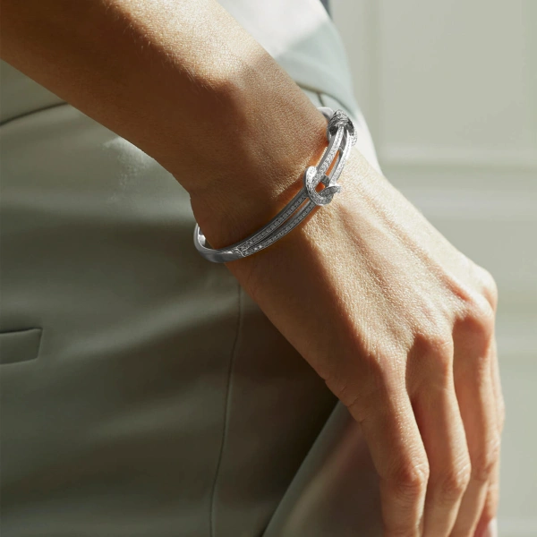 Boodles The Knot White Gold Diamond Bangle | Fine Bracelets | Coveti