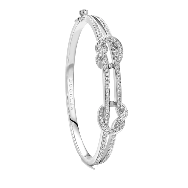 Boodles The Knot White Gold Diamond Bangle | Fine Bracelets | Coveti