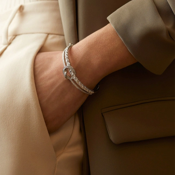 Boodles The Knot White Gold Diamond Large Bangle | Fine Bracelets | Coveti